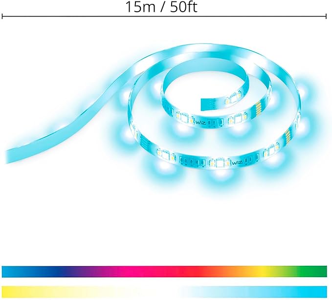 WiZ LED Smart Light Strip - Sunset to Sunrise Automation + Preset Light Modes + Control with Voice or App, Full Color RGB, Works with Alexa, Google Home, and HomeKit - 50 ft Cut to Fit (Pack of 4) - Image 2