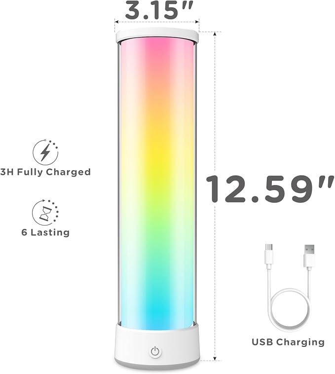 Cordless Table Lamp, RGB Rechargeable, 1500LM Dimmable - Image 9