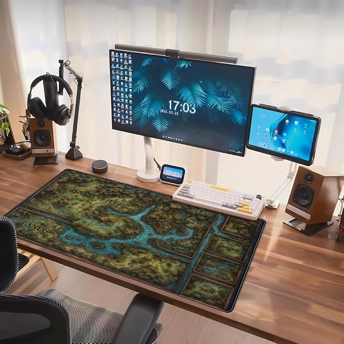 Game Forest Large Mouse Pad XXL Green Map Playmat for MTG Adventure Gaming Deskpad Desk Mat for Keyboard and Mouse Mat with Stitched Edges Anti-Slip Funny Desk Pad, 31.5 X 15.8 in - Image 7