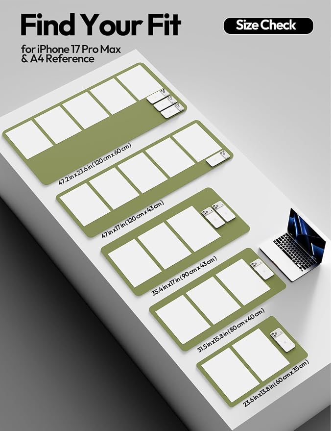 YSAGi Leather Desk Protector, Office Mat, Large Mouse Mat, Non-Slip PU Leather Blotter, Laptop Desk Mat, Waterproof Writing Pad for Office and Home(Green, 63" x 24") - Image 5