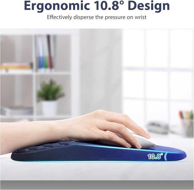EYROZILL 3 in 1 Ergonomic Mousepad with Wrist Rest, Gaming Keyboard Mouse Pad with Wrist Support Non-Slip Base Massage Design, Pain Relief (Blue/Black) - Image 3