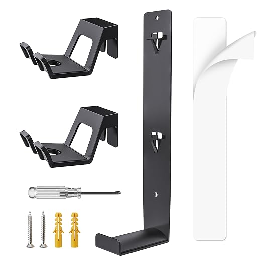 ZYTHRONE Dual Controller Holder Wall Mount, Metal Headset Stand for PS5, PS4, with Adhesive or Screws, Strong Adhesive by Screws, Black - Image 9