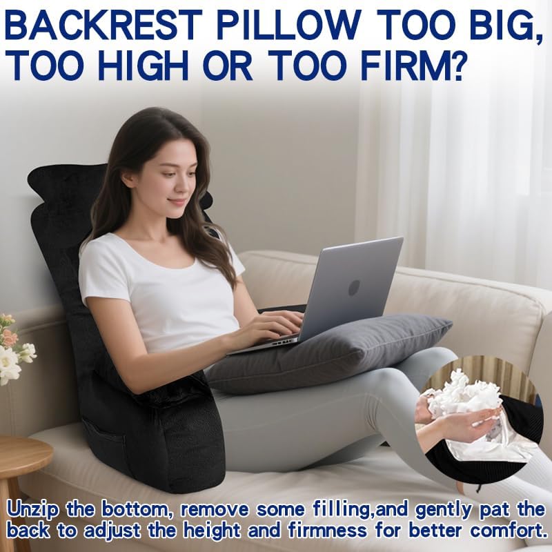 YDCEULARDOH Reading Pillow for Bed Adult – Large Bed Pillow with Arms, Supportive Back Pillow for Sitting Up in Bed for Reading, Watching TV, or Gaming - Image 5