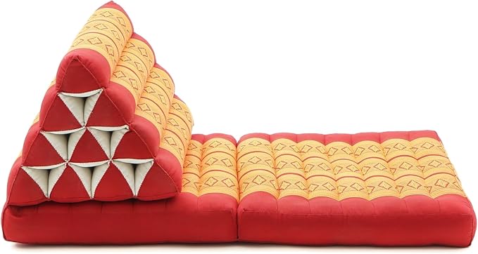 Leewadee 2-Fold Mat with Triangle Cushion – Comfortable TV Pillow, Foldable Mattress with Cushion Made of Eco-Friendly Kapok, 45 x 20 inches, Orange red - Image 7