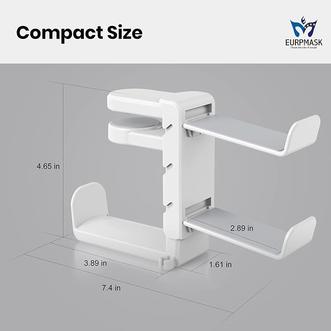 EURPMASK 3-in-1 Rotating Headphone Stand w/2 Detachable Controller Holders | Adjustable Clamp-on Headset Holder Hanger,360°Swivel,Gaming Headset Hanger,Cable Organizer,Keep Headphones Secure&Desk Tidy - Image 7