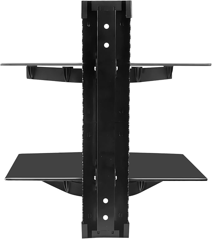 Mount-It! 2-Tier Floating TV Shelf, Tempered Glass, Wall Mount, Black - Image 8