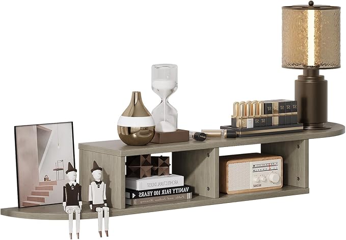 55-Inch Floating TV Stand, Wall Mounted Entertainment Center, Grey - Image 7