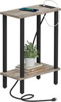 TUTOTAK Narrow Side Table, 2-Tier Small End Table with Charging Station by ChoosetutotakFurnitureBuildYourCozyHome