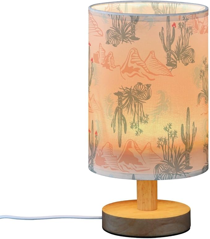 Bedside Table Lamp Western Desert Cactus Mountains Nightstand Lamp with Wood Desk Lamps for Bedroom Living Room Nursery Office Home Decor - Image 2