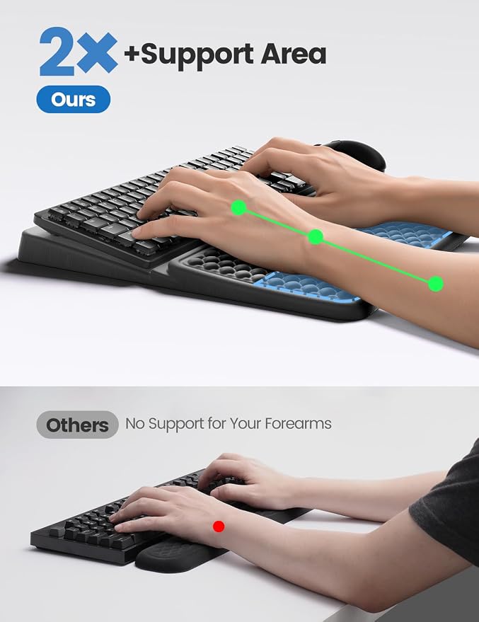 Vaydeer Keyboard Wrist Rest for Computer, Ergonomic Large Keyboard Mat Pad with Wrist Support, Soft Memory Foam Keyboard Stand for Desktop Gaming Home Office Carpal Tunnel Pain Relief - Image 3