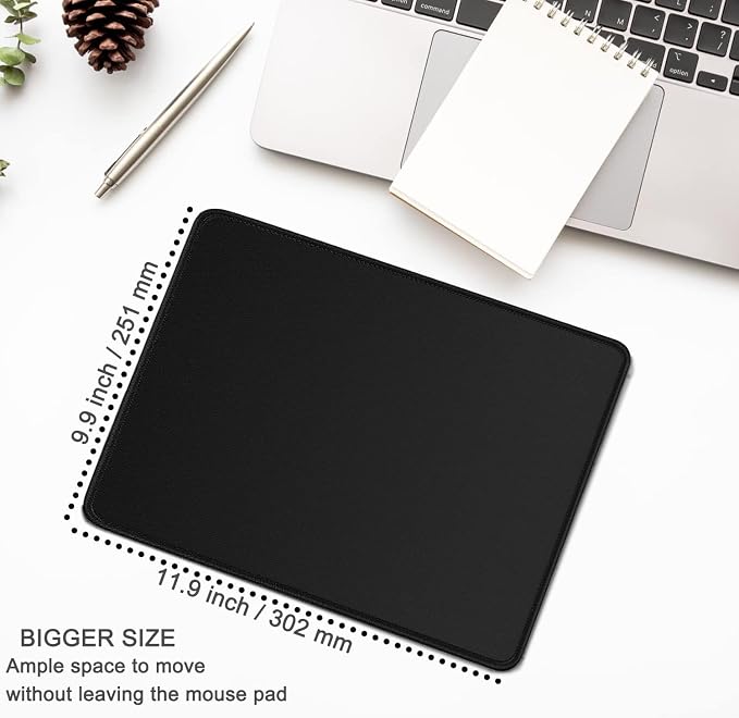 Mouse pad, Gaming Mouse pad with Stitched Edge, Premium-Textured Mousepad | Mouse Pad Large, Water Resist Non-Slip Rubber Base Mouse Pads for Computers, Laptop, Gaming Home Office, 11.8 x 9.9 in, Black - Image 4