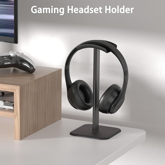 Headphone Stand for Desk - Headset Stand Headphone Holder (Black) | with Aluminum Hanger and Plastic Headrest, headphone holder for AirPods Max, Sony, Bose, Beats and More - Image 5