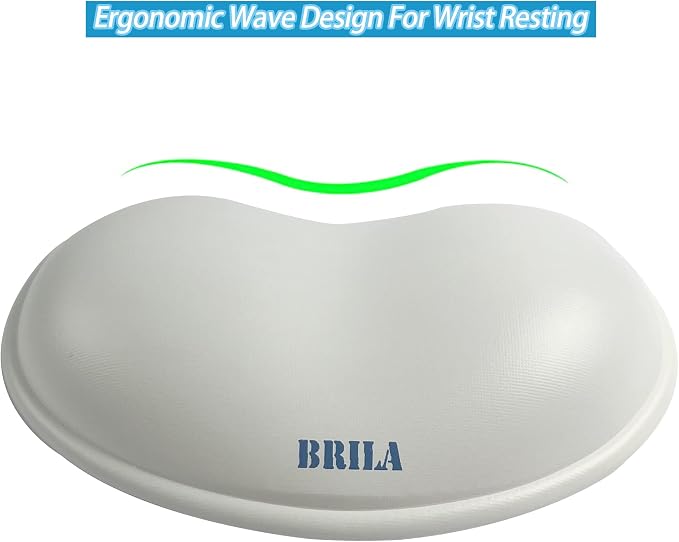 BRILA Ergonomic Silicone Mouse Wrist Rest, Cooling Silica Gel PU Leather Mouse Wrist Support Pad for Office Work and Laptop Computer Gaming (White Leather) - Image 4