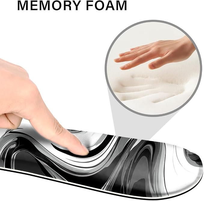 Desk Pad and Keyboard Wrist Rest, Large Mouse Pad + Keyboard Pad+Mouse Wrist Support, Non-Slip Desk Mat Protector for Office, Home 31.5×11.8 Inches Black & White Abstraction - Image 4