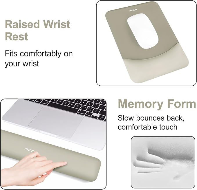 MOSISO Keyboard Mouse Pad Set, Large Gaming Mouse Pad&Keyboard Wrist Rest | Rectangular Mousepad with Wrist Rest&Coaster, Ergonomic Non-Slip&Easy Typing Pad with Curved Silicone Lining, Bronze Brown - Image 5
