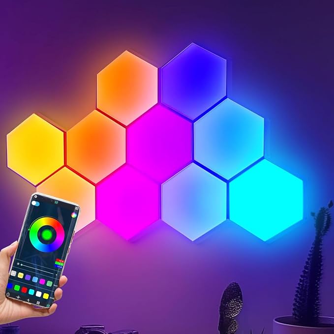 Hexagon Light Panels Expansion 4 LED Panels, Hexagon LED Wall Lights Dreamcolor Effects, Smart Gaming Lights Music Sync for Gaming Room Setup (No Controller/Remote) - Image 9