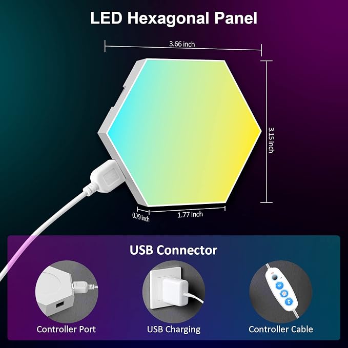 OJQ 12 Pack Hexagon Lights Wall RGB Panel - Led Lights Gifts for Men/Women - Image 6