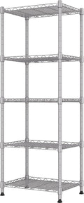 REGILLER 5-Wire Shelving Metal Storage Rack Adjustable Shelves,Standing Storage Shelf Units for Laundry Bathroom Kitchen Pantry Closet(Silver,11.8" D x 16.6" W x 53.5" H) by REGILLER