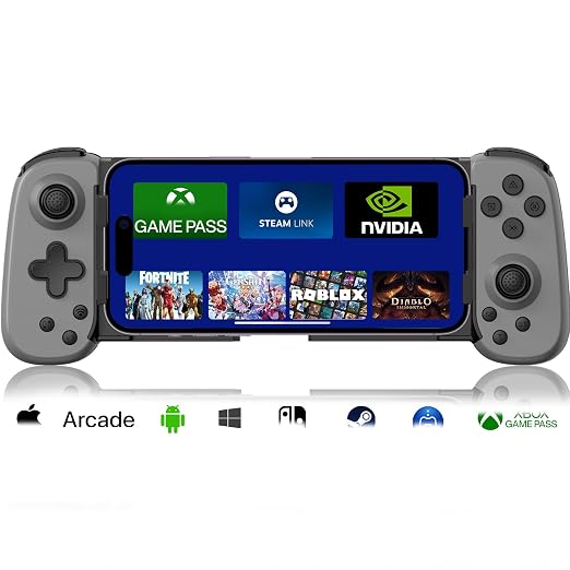 arVin Mobile Gaming Controller for iPhone, Android with Phone CASE Support, Wireless Gamepad for iPhone/iPad/Samsung/Tablet/Switch/PS4/PC - Play Xbox Cloud Gaming/PS Remote Play/Steam Link/GeForce Now by arVin