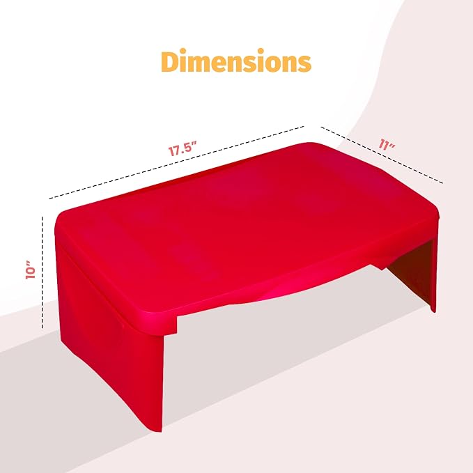 Aerolife Folding Lap Desk - Foldable Table for Work, Study, Gaming, Arts, Crafts, School - Collapsible Laptop Tray with Storage Compartment - Portable Writing Station for Kids, Adults (Red) - Image 3