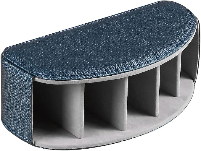 Leather Remote Control Holder,TV Remote Caddy with 5 Compartments,Desktop Organizer,for Store TV,DVD,Blu-Ray,Media Player,Heater Controllers(Blue) - Image 4