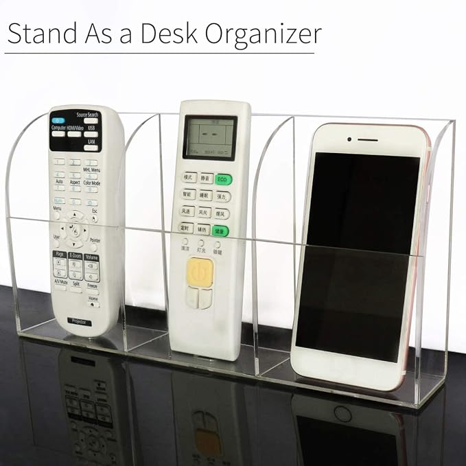 Large Acrylic 3-Slot Wall Mounted Smart Phone Charging Holder Station Clear Hanging TV Remote Controls Holder Media Organizer Wall Pansyling - Image 6