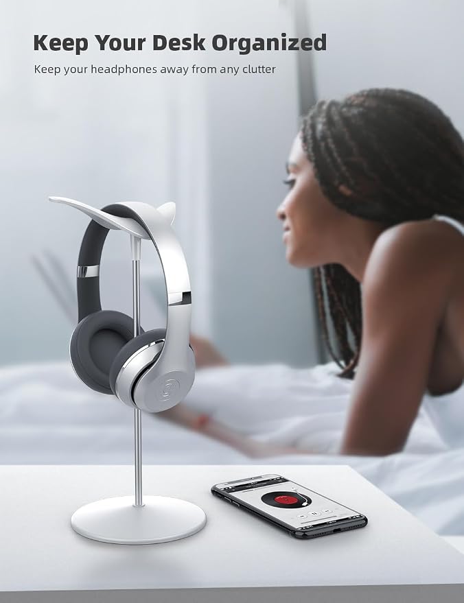 Lamicall Headphone Stand Desktop Headset Holder, Elegant Earphone Stand | Unique Appearance Design, Ultra Sturdy, Multi-Scenario Use for All Headset like Airpods Max, HyperX, Beats, Senn heiser - Image 4