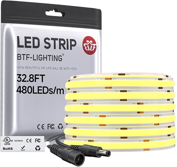 BTF-LIGHTING UL Listed FCOB COB LED Strip Light Daylight White 5000K by BTF-LIGHTING