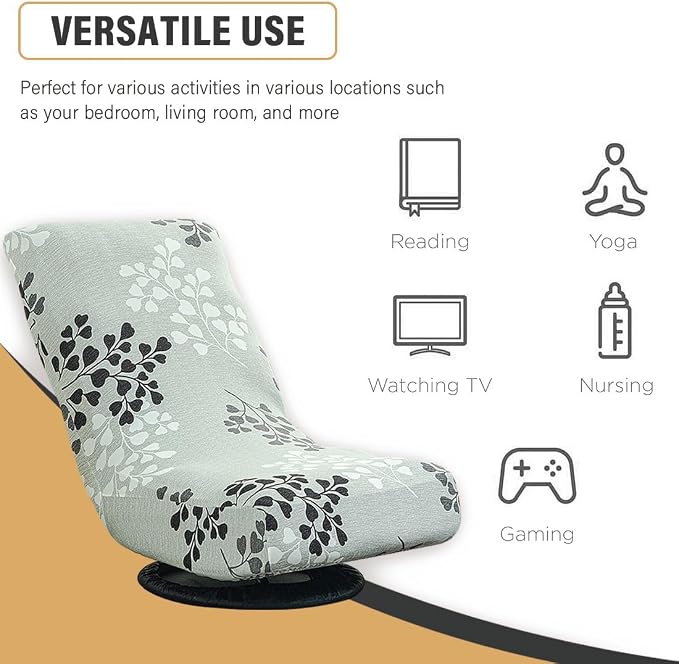 Swivel Reclining Folding Floor Gaming Chair Cover Printed Lazy Boy Chair Slipcover Lounge Folding Sofa Seat Covers for Teens and Adults, 02 - Image 4