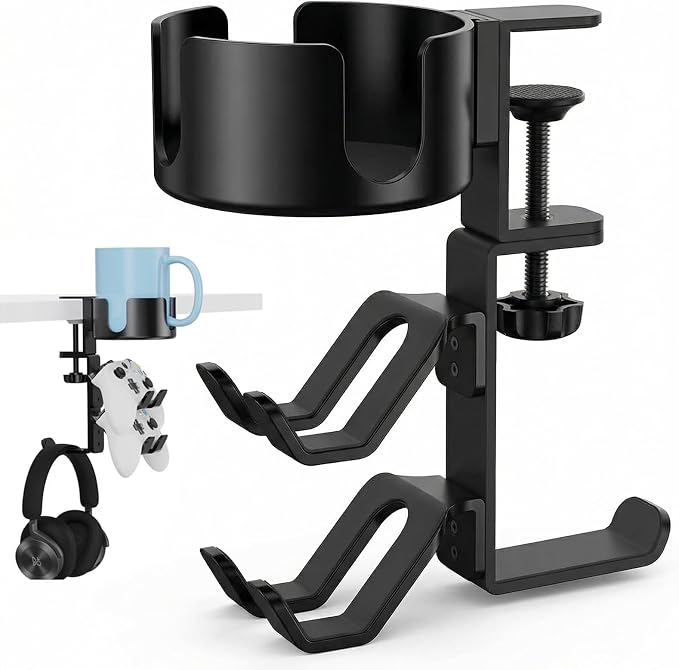 Under Desk Controller Holder Clamp Headphone Cup Organizer by Elfzone