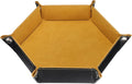 HARFINGTON PU Leather Dice Tray Unisex Valet Tray Folding Hexagon Tray Portable Entryway Table Nightstand Bedside Desk Holder for Key Wallet Watch Coin Jewelry, Yellow by HARFINGTON