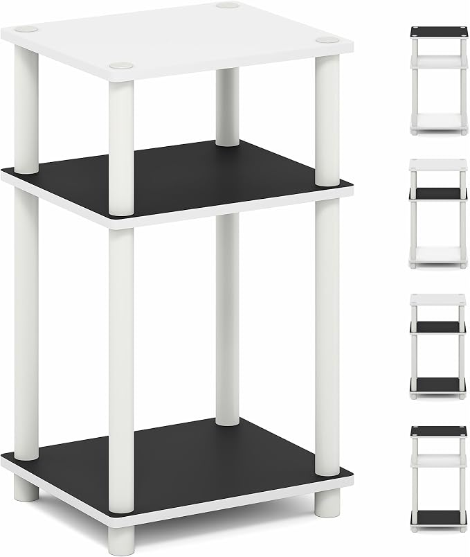 Furinno Turn-N-Tube 3-Tier Toolless Side Table, Compact, White(Espresso) - Image 7