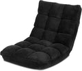 GIANTEX Floor Chairs for Adults, Floor Gaming Chair w/Back Support (Black) | Coral Velvet, 14 Adjustable Position, Thick Sponge Padding, Floor Seating Lounge for Reading, Watching TV, Meditation by Giantex