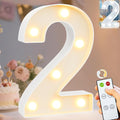 Pooqla LED Light Up Numbers, Marquee Number with Remote for 2nd Birthday Decoration, Lighted Numbers Gift for Boys Girls Party Backdrop Wedding Anniversary Decor, Warm White and Cool White Number 2 by Pooqla