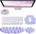 Sushret Cloud Wrist Rest for Computer Keyboard and Mouse Pad Set, Purple | Memory Foam, Leather, 4-in-1 Cloud Keyboard Wrist Rest Set with Ergonomic Support for Arm and Palm Cushion, Gaming/Work Setup by Sushret