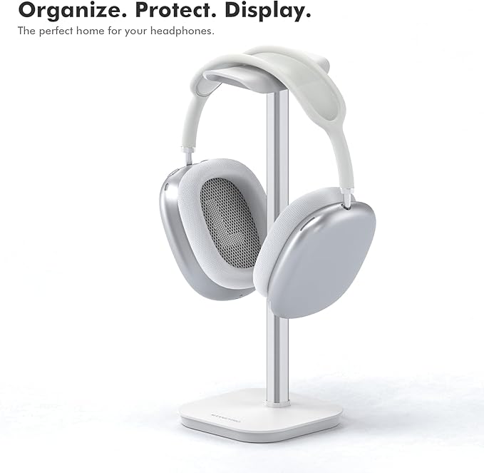 Headphone Stand, Desktop Headset Holder Heavy Base Desk Earphone Stand Aluminum Gaming Headset Hanger Rack Compatible with AirPods Max, AirPods Pro, Sony, Beats, Bose, Razer (White) - Image 6