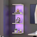 VIWODS 4-Tier Wall Shelf Unit with Lights, White by VIWODS