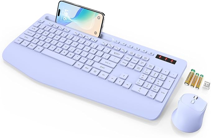 SABLUTE Wireless Keyboard and Mouse Combo, Full Size, Ergonomic Wrist Rest by SABLUTE