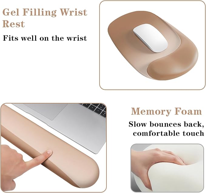 Wrist Rest for Keyboard and Mouse, Ergonomic Gel Computer Keyboard Wrist Rest with Memory Foam, Keyboard Wrist Support Pad for Long Hours of Work, Gaming, Studying-Relieve Wrist Pain - Image 3
