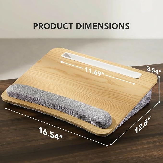 HUANUO Laptop Lap Desk with Cushion, Fit up to 15.6" Laptop, Light Wood - Image 4