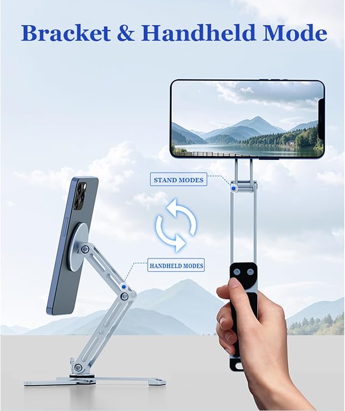 Magnetic Ipads Tripod Stand Universal for Ipads & Iphones 16-12 Series, Flexible 360 Degree Rotation, Portable Tablet Holder with 2-in-1 Handheld & Desktop Handheld Modes for Kitchens, Gyms - Image 5