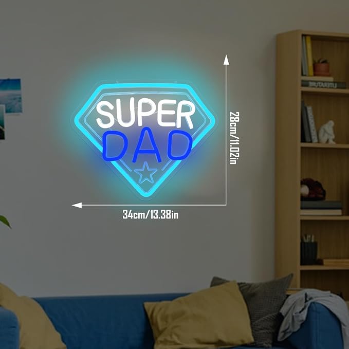 Fathers Day Neon Sign Super Dad Led Sign Dimmable Father‘s Day Decorations New Dad Neon Lights Super Dad Decorations for Father Dad Birthday Gifts - Image 5