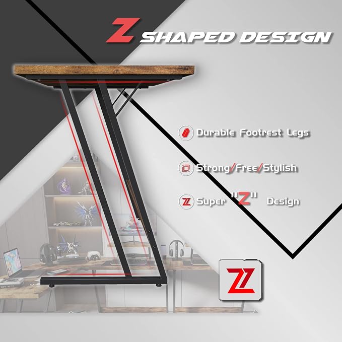Homall L Shaped Gaming Desk Computer Corner Desk PC Gaming Desk Table with Large Monitor Riser Stand for Home Office Sturdy Writing Workstation (Classical Brown, 51 Inch) - Image 6