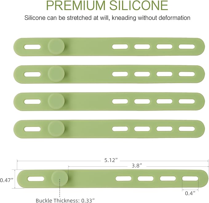 Donruby 24Pcs Silicone Cable Ties, Reusable Cord Organizer Straps, Matcha - Image 7