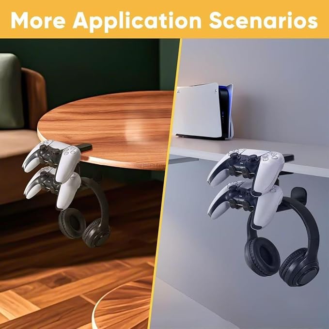 Foldable Headphone Stand and Hook – Aluminum Headset Holder Clamp Mount Under Desk, Universal Fit for Gaming Headphones, Space-Saving Hanger Organizer - Image 5