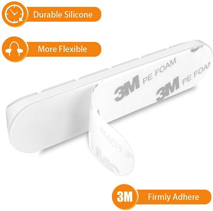 TviewSmart Cord Organizer for Desk, 5 Pack Cord Holders, Cable Clips, White - Image 6