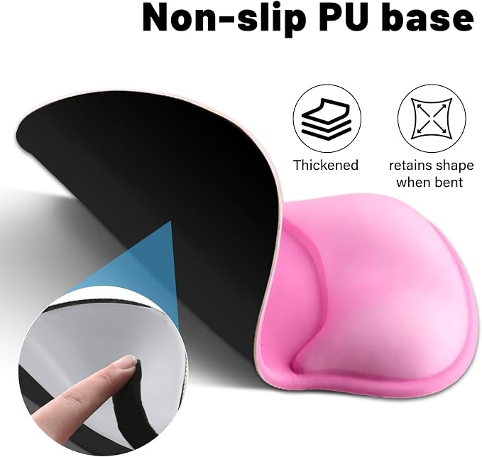 Ergonomic Mouse Pad with Wrist Rest - Gel Wrist Support Mousepad with Non-Slip PU Base for Computer, Laptop, Office & Home - Image 3