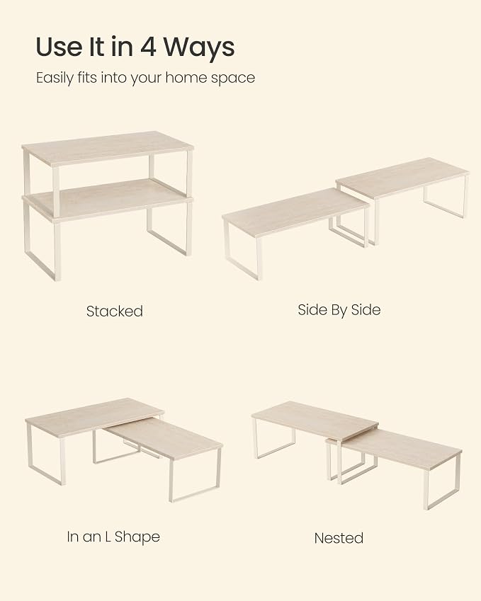 SONGMICS Cabinet Organizer Shelf, Set of 2 Spice Rack, Kitchen Storage - Image 4