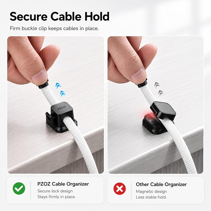 PZOZ Cable Clips 6 Pack, Adhesive Cable Organizer with Locking Buckle - Image 4