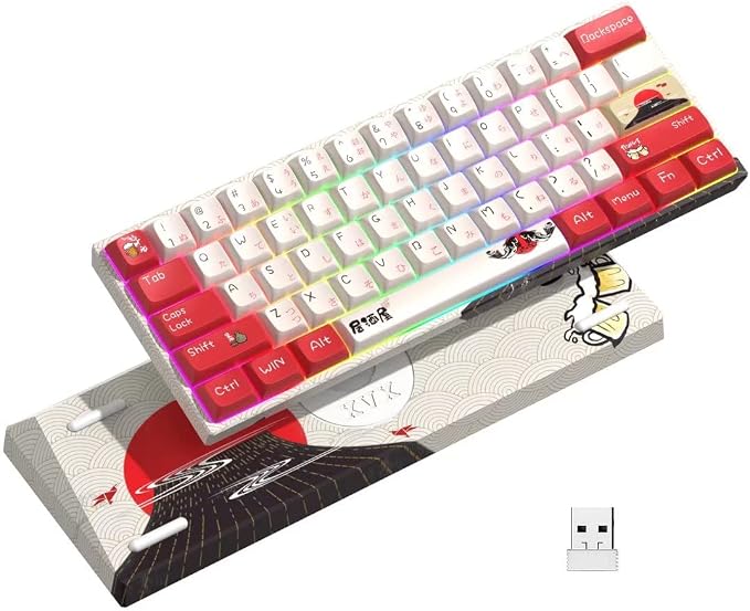 HITIME XVX M61 60% Mechanical Keyboard Wireless, Ultra-Compact 2.4G Rechargeable Gaming Keyboard, RGB Backlit Ergonomic, for Windows Mac PC Gamers(Izakaya Theme) by HITIME